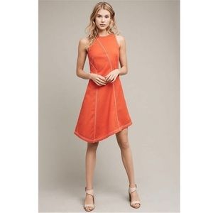 Maeve for Anthropologie adorable linen Cotten blend shift dress size 2 orange